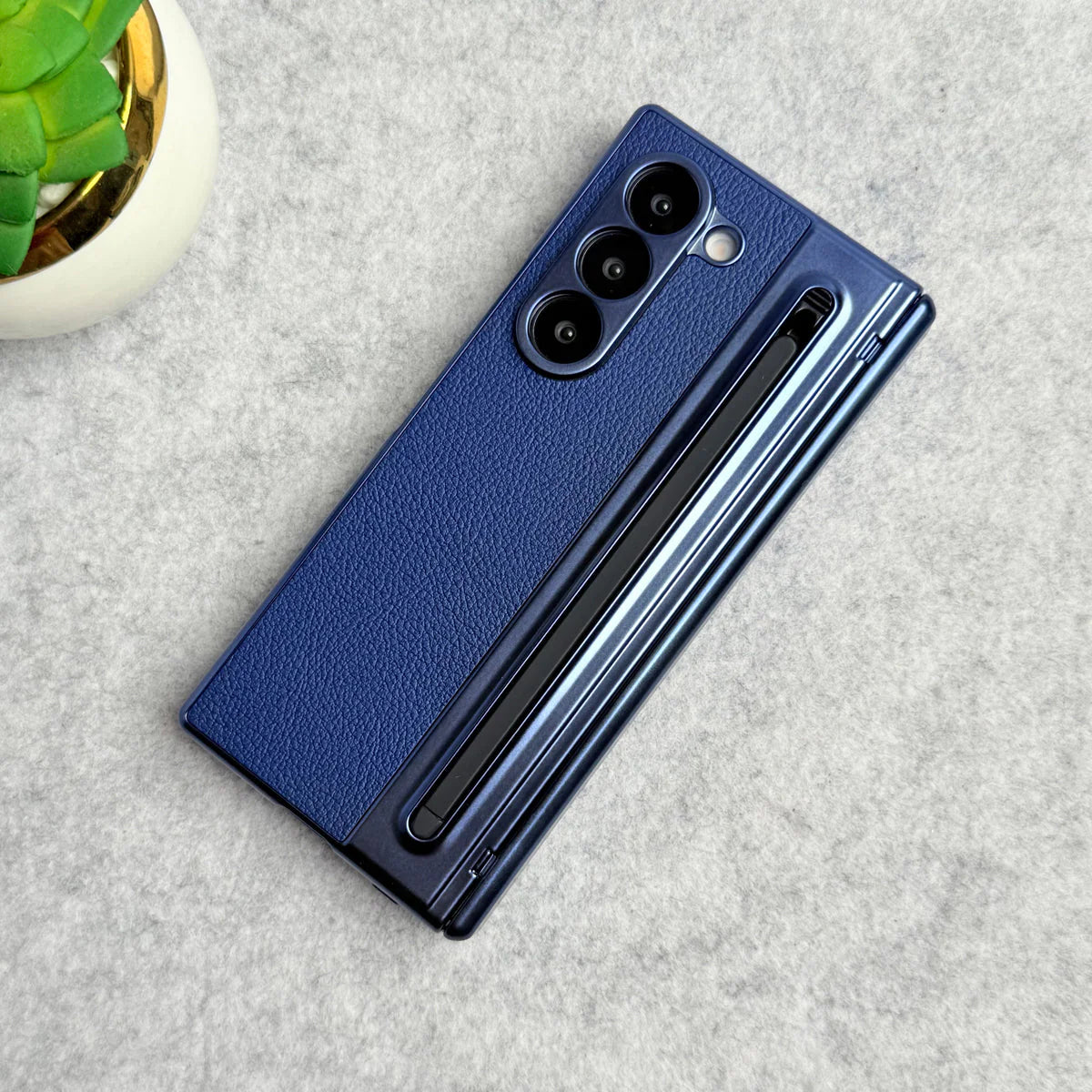 Galaxy Z Fold Leather Armor Case - Hinge & Front Glass Protection