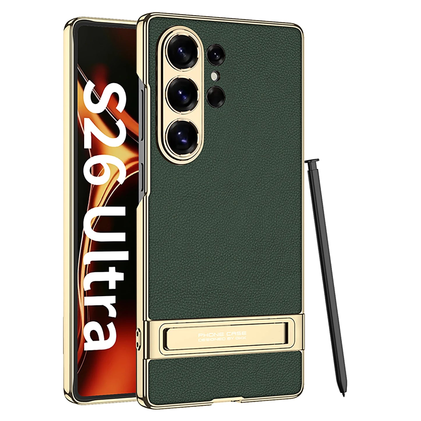 Galaxy S26 Ultra Slim Electroplated Leather Case with Kickstand