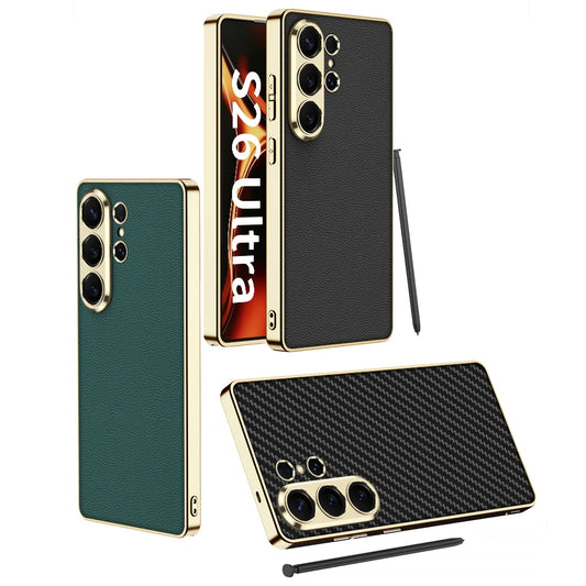 Galaxy S26 Ultra Luxury Slim Electroplated Edge Leather Case