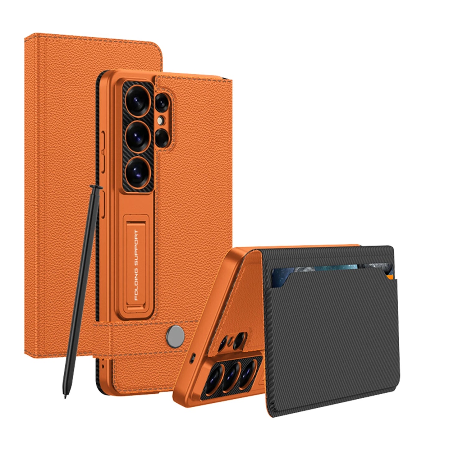 Galaxy S26 Ultra Leather Flip Case with Kickstand and Card Holder