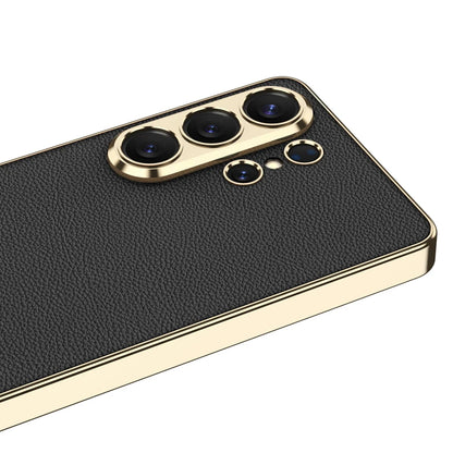 Galaxy S26 Ultra Luxury Slim Electroplated Edge Leather Case