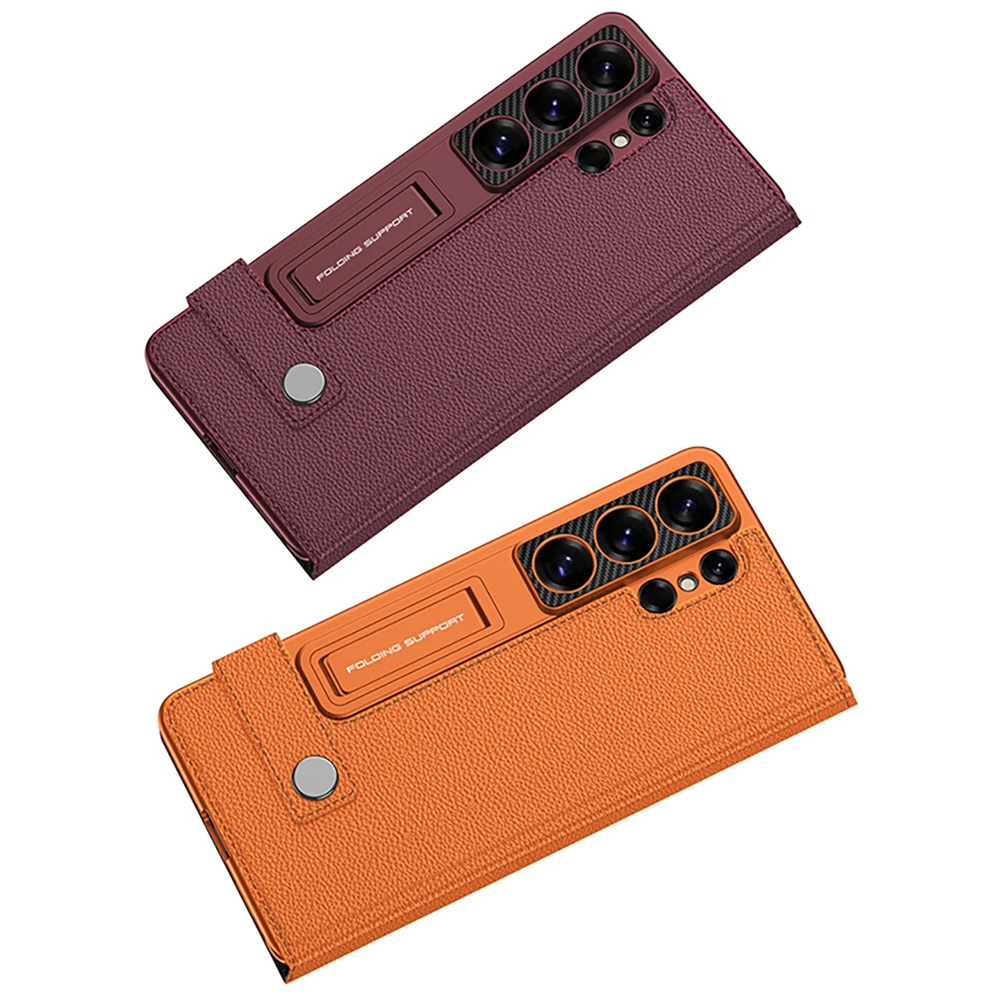 Galaxy S26 Ultra Leather Flip Case with Kickstand and Card Holder