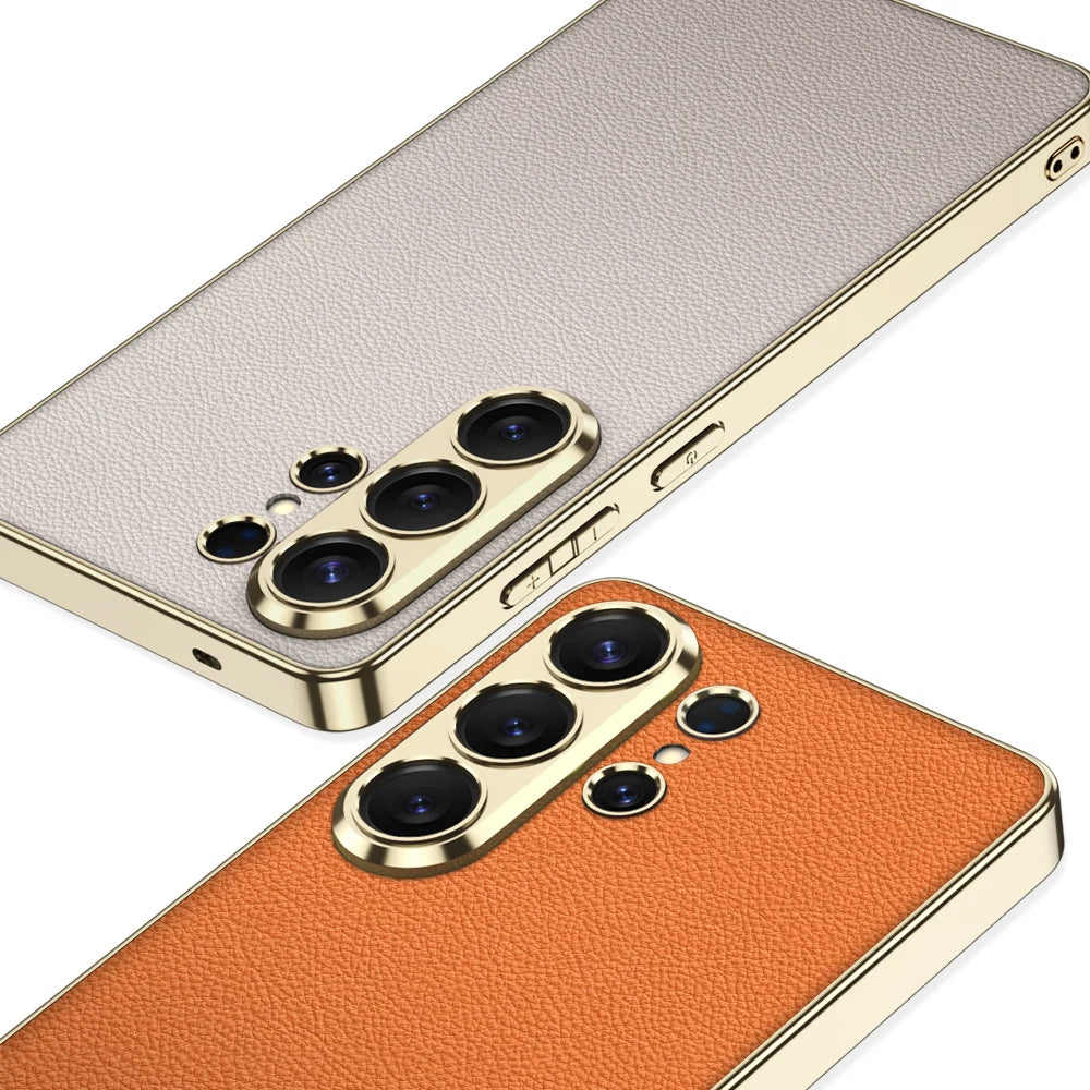 Galaxy S26 Ultra Luxury Slim Electroplated Edge Leather Case