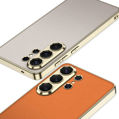 Galaxy S26 Ultra Luxury Slim Electroplated Edge Leather Case