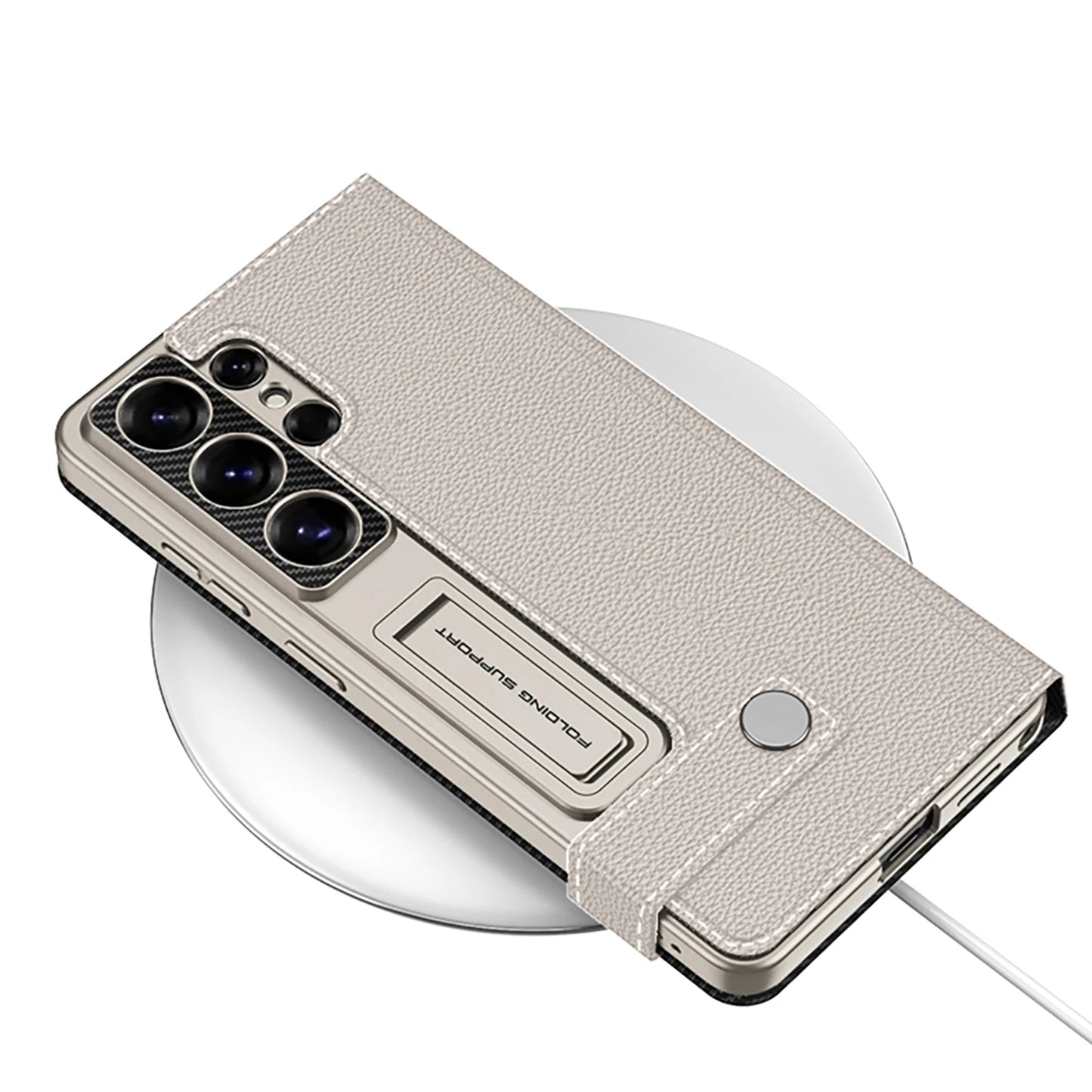 Galaxy S26 Ultra Leather Flip Case with Kickstand and Card Holder