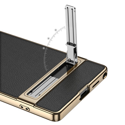 Galaxy S26 Ultra Slim Electroplated Leather Case with Kickstand