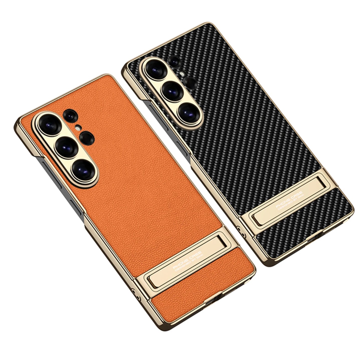 Galaxy S26 Ultra Slim Electroplated Leather Case with Kickstand