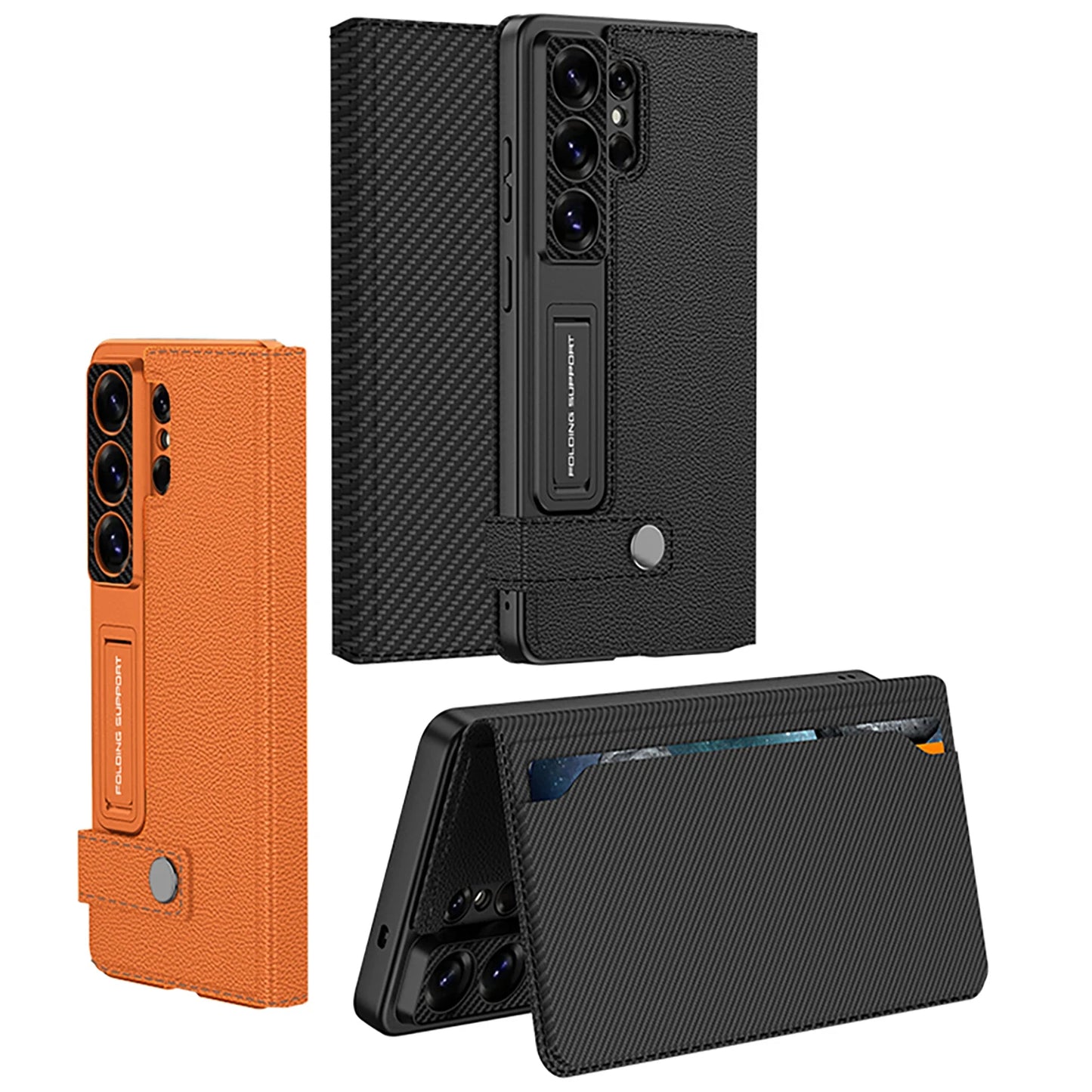 Galaxy S26 Ultra Leather Flip Case with Kickstand and Card Holder