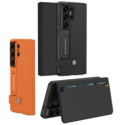 Galaxy S26 Ultra Leather Flip Case with Kickstand and Card Holder