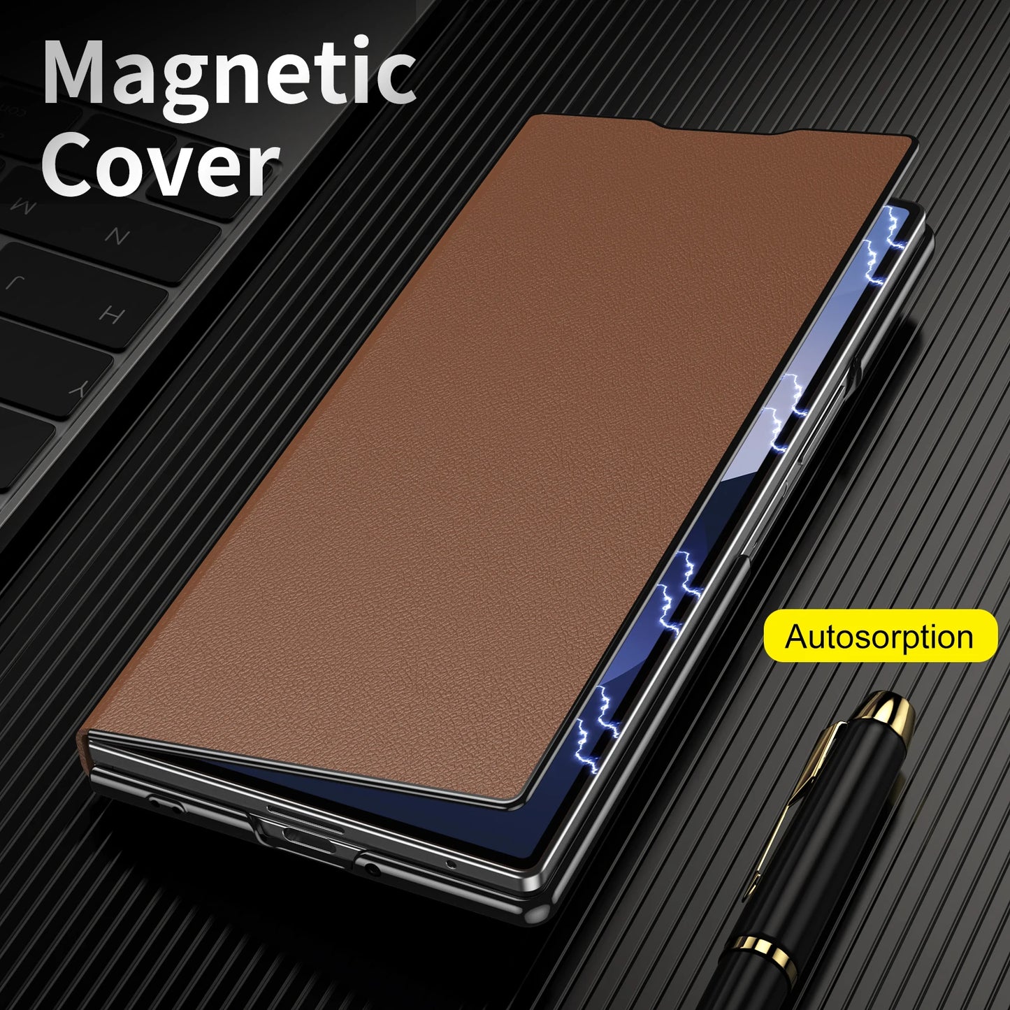 Galaxy Z Fold Leather Case with Built-in Kickstand