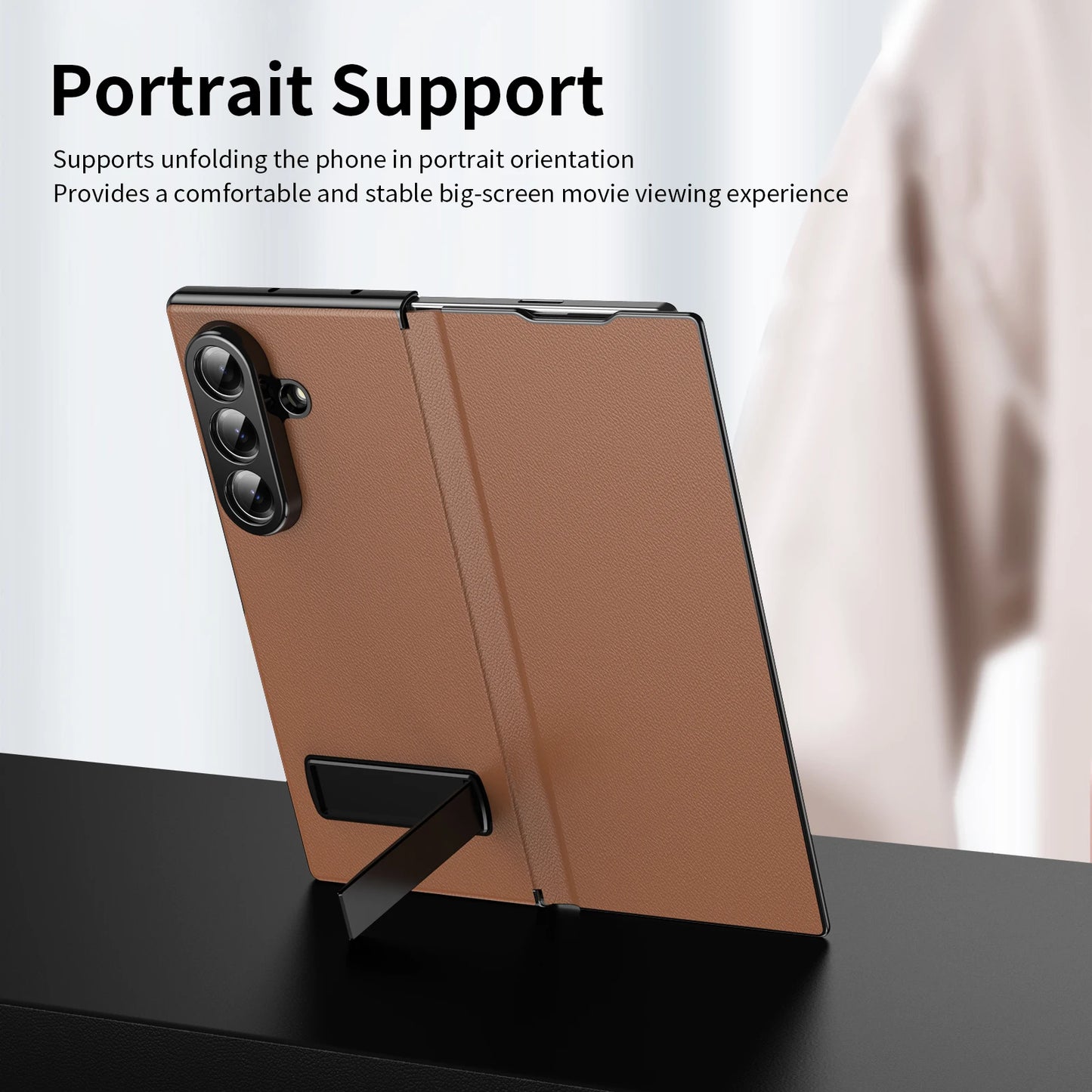 Galaxy Z Fold Leather Case with Built-in Kickstand