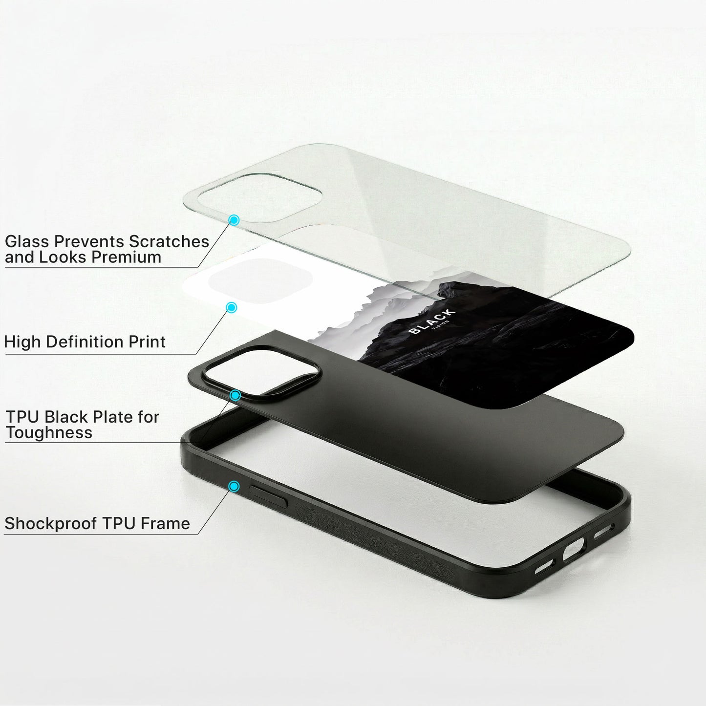 Black Vision Glass Case - iPhone