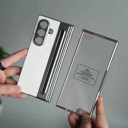 Galaxy Z Fold Leather Armor Case - Hinge & Front Glass Protection