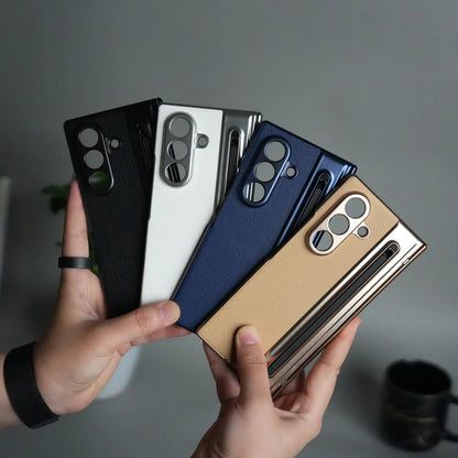Galaxy Z Fold Leather Armor Case - Hinge & Front Glass Protection
