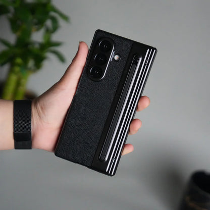 Galaxy Z Fold Leather Armor Case - Hinge & Front Glass Protection