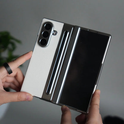 Galaxy Z Fold Leather Armor Case - Hinge & Front Glass Protection
