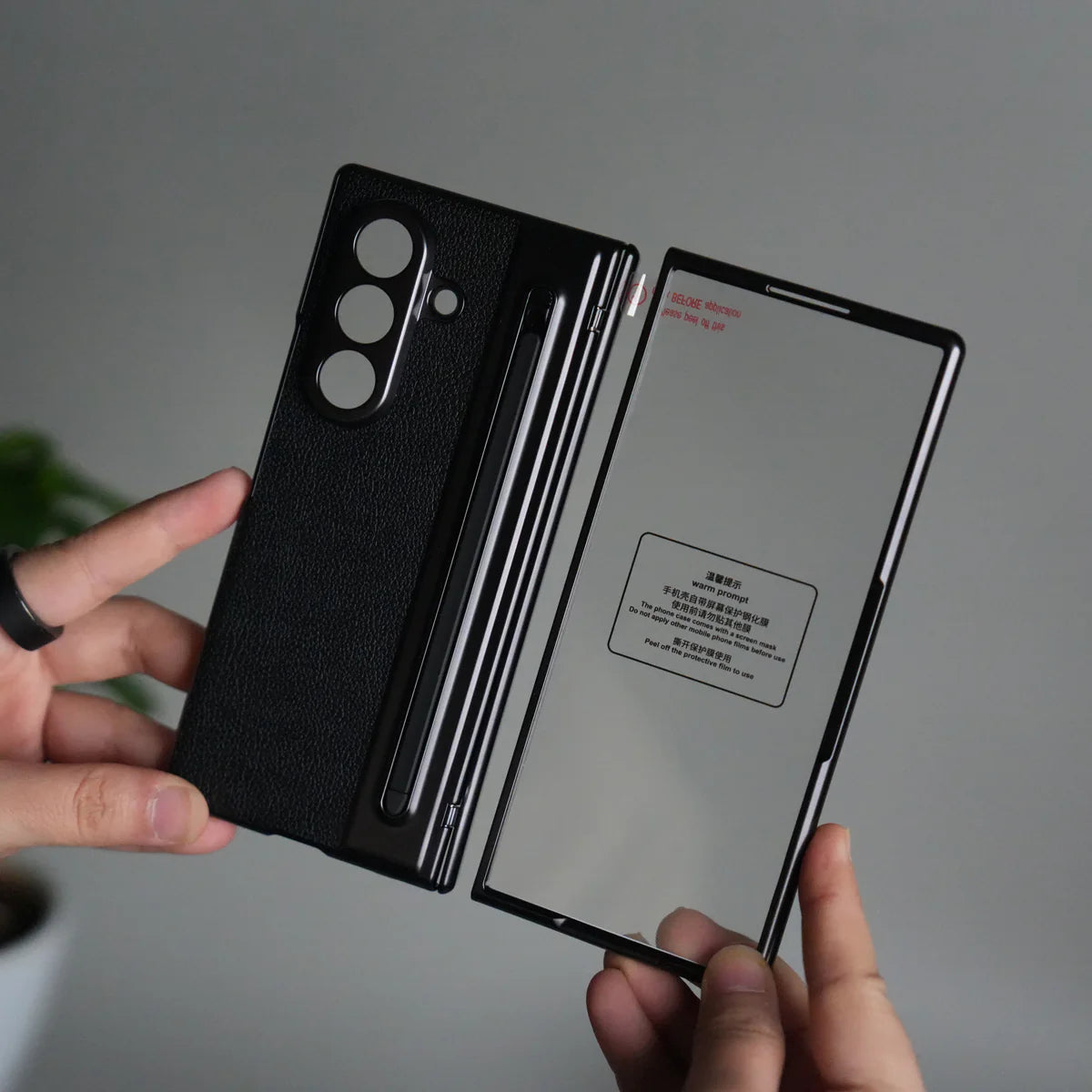 Galaxy Z Fold Leather Armor Case - Hinge & Front Glass Protection