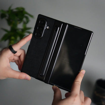 Galaxy Z Fold Leather Armor Case - Hinge & Front Glass Protection