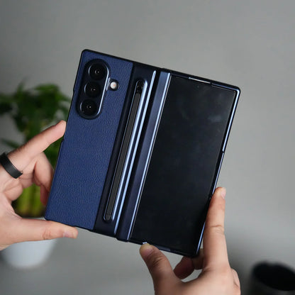 Galaxy Z Fold Leather Armor Case - Hinge & Front Glass Protection