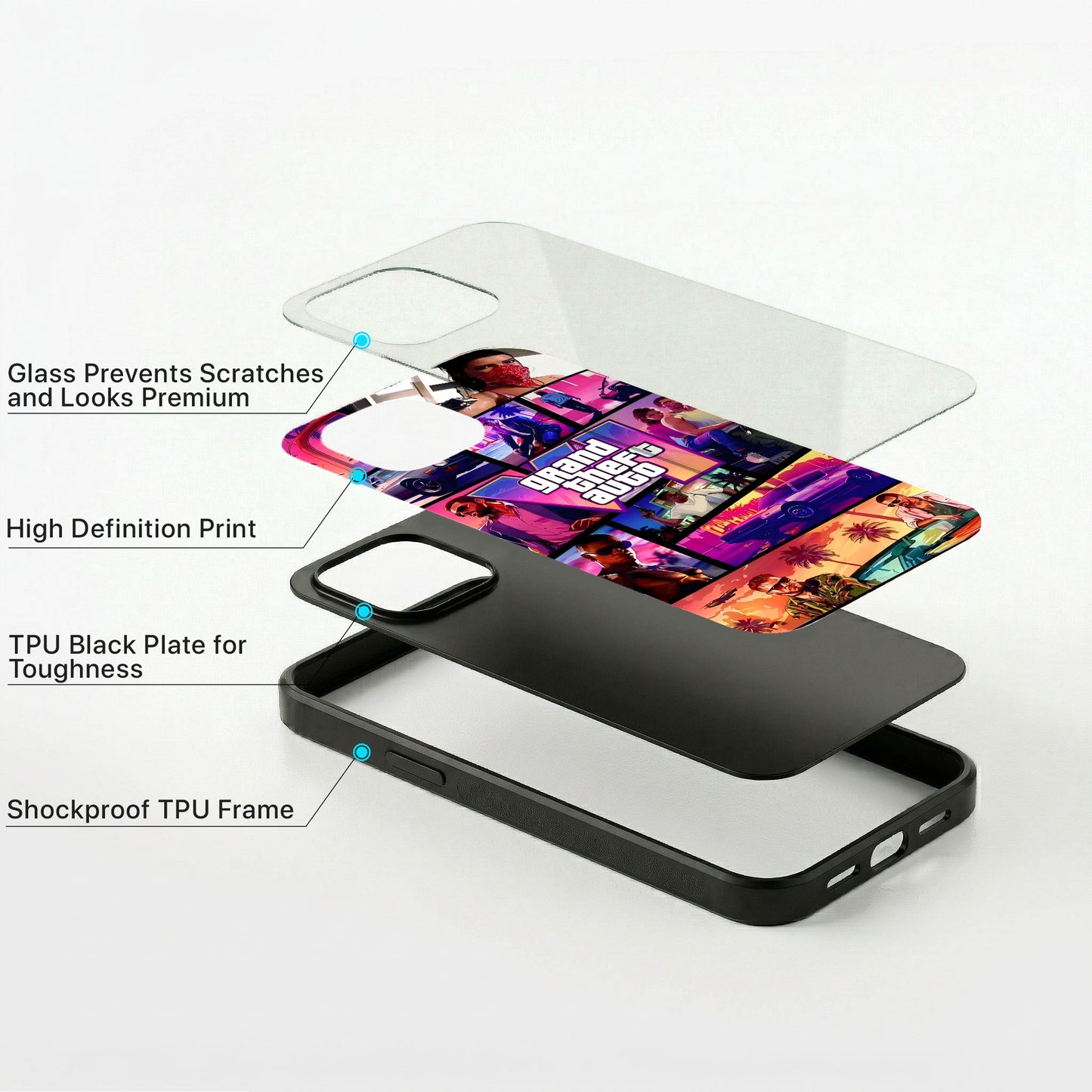 GTA Theme Glass Case - iPhone