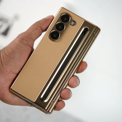 Galaxy Z Fold Leather Armor Case - Hinge & Front Glass Protection