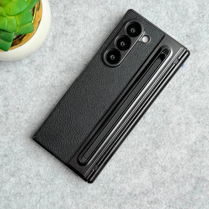 Galaxy Z Fold Leather Armor Case - Hinge & Front Glass Protection