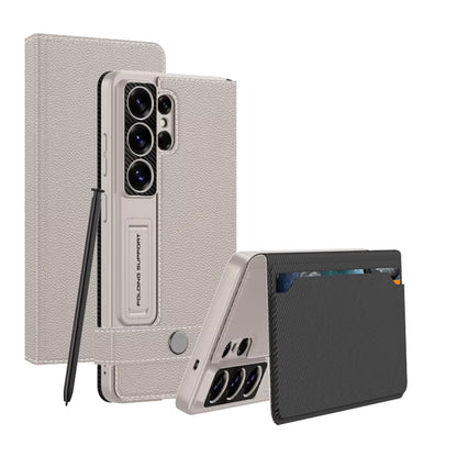 Galaxy S26 Ultra Leather Flip Case with Kickstand and Card Holder