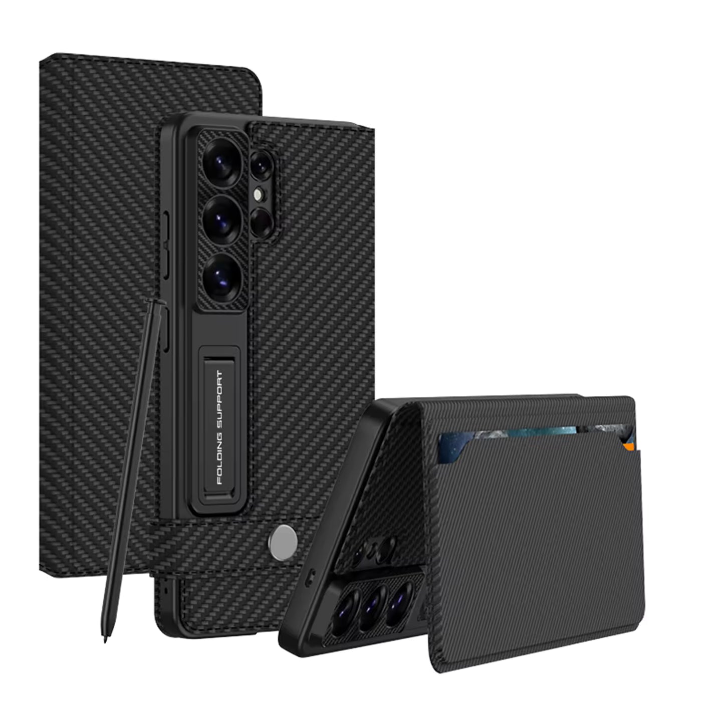 Galaxy S26 Ultra Leather Flip Case with Kickstand and Card Holder