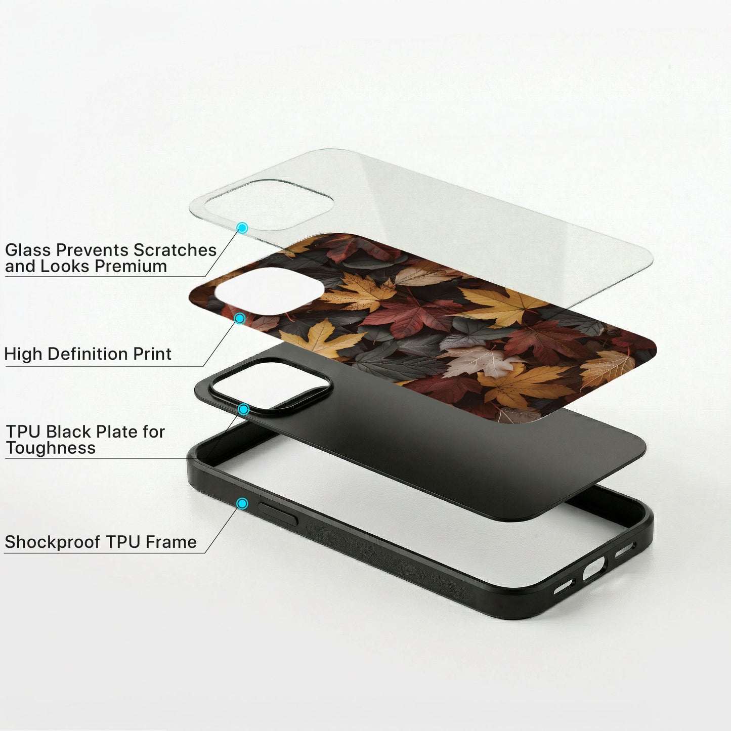 Maple Leaves Glass Case - iPhone