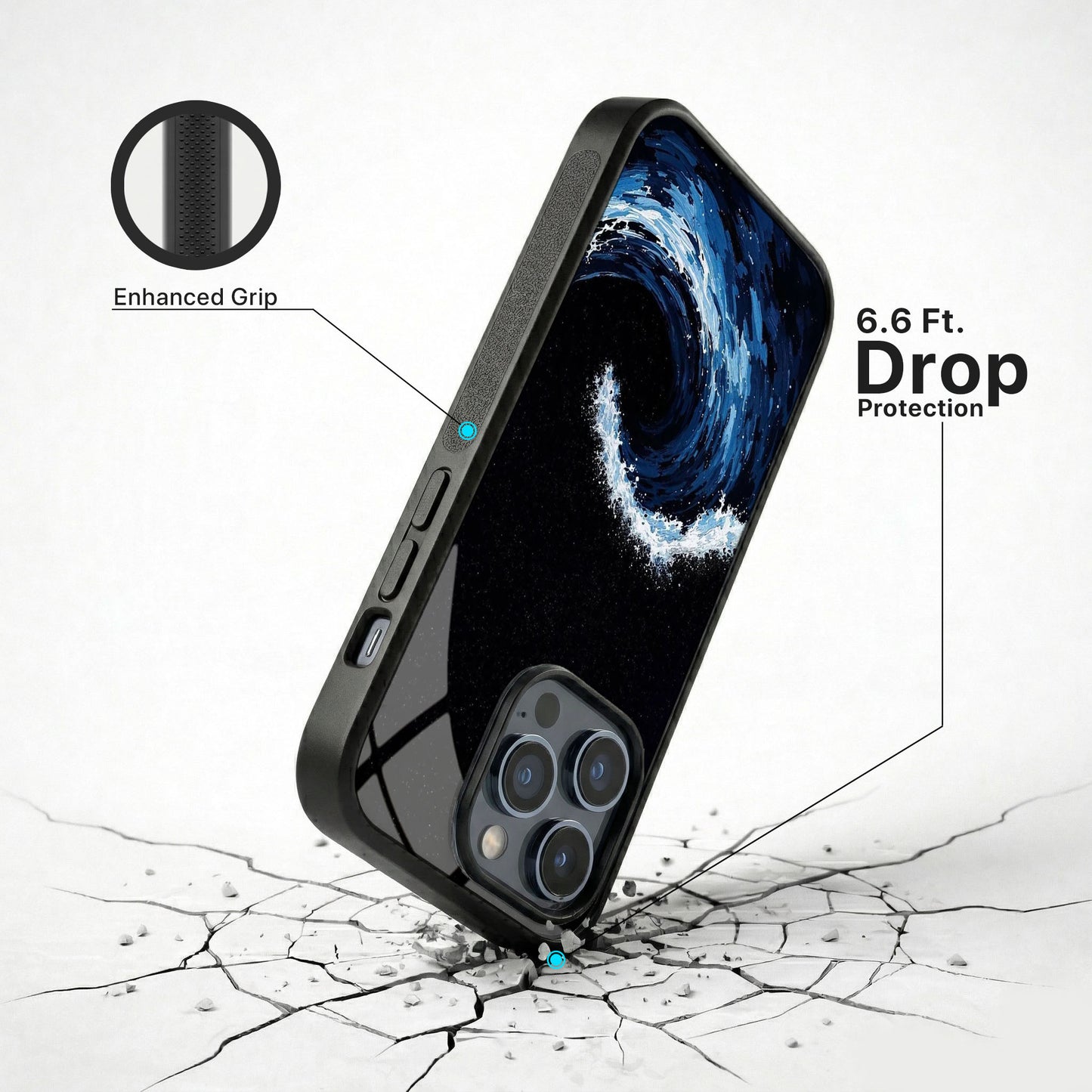 Midnight Surge Glass Case - iPhone