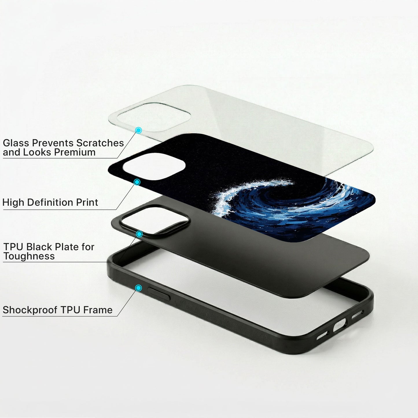 Midnight Surge Glass Case - iPhone