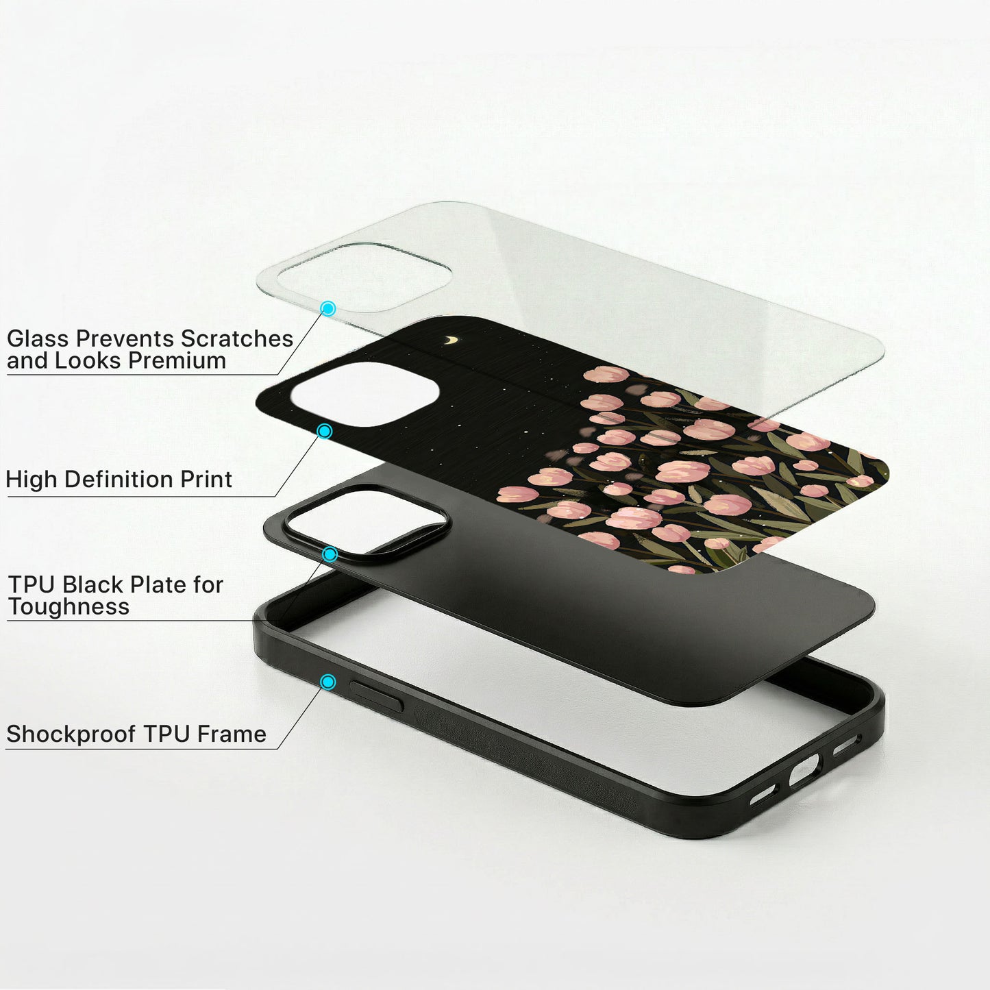Moon Bloom Glass Case - iPhone