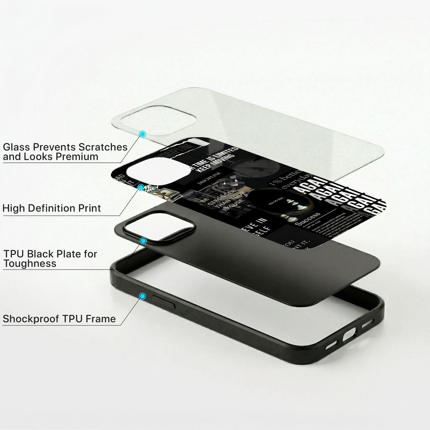 Never Quit Glass Case - iPhone
