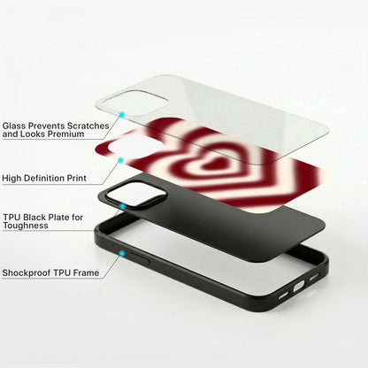 Rosy Heart Glass Case - iPhone
