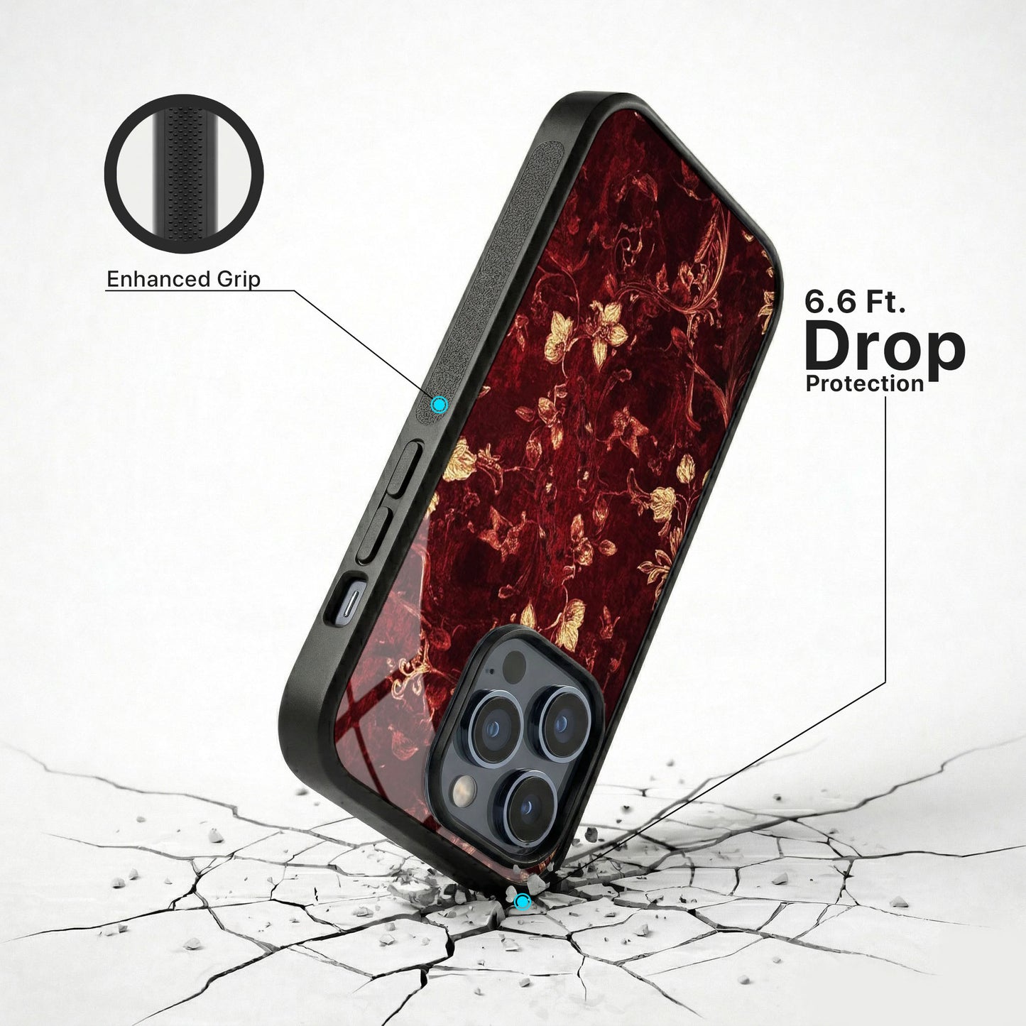 Royal Petals Glass Case - iPhone