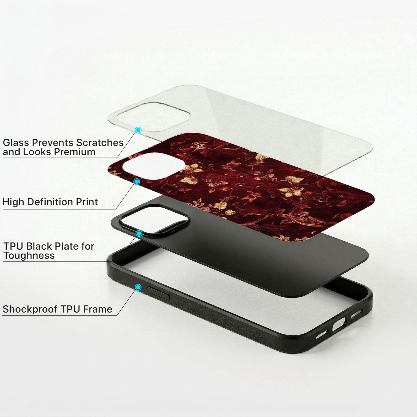 Royal Petals Glass Case - iPhone