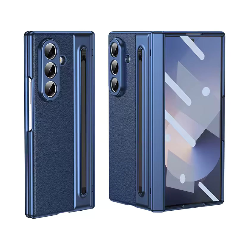 Galaxy Z Fold Elite Plated Leather Armor Case