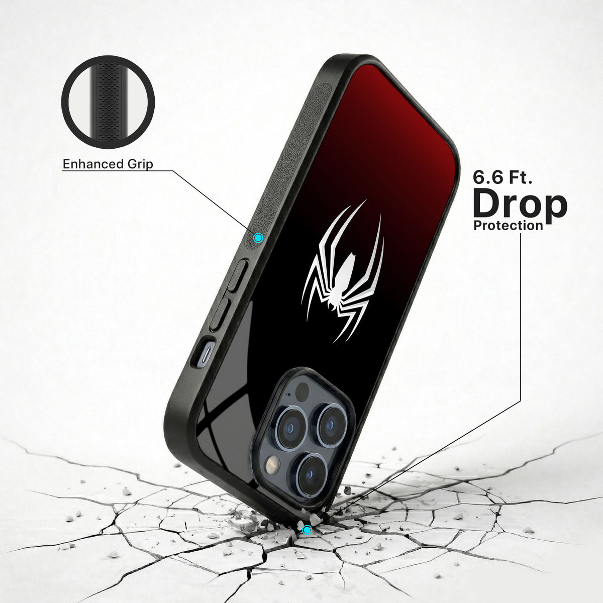 Spider Icon Glass Case - iPhone