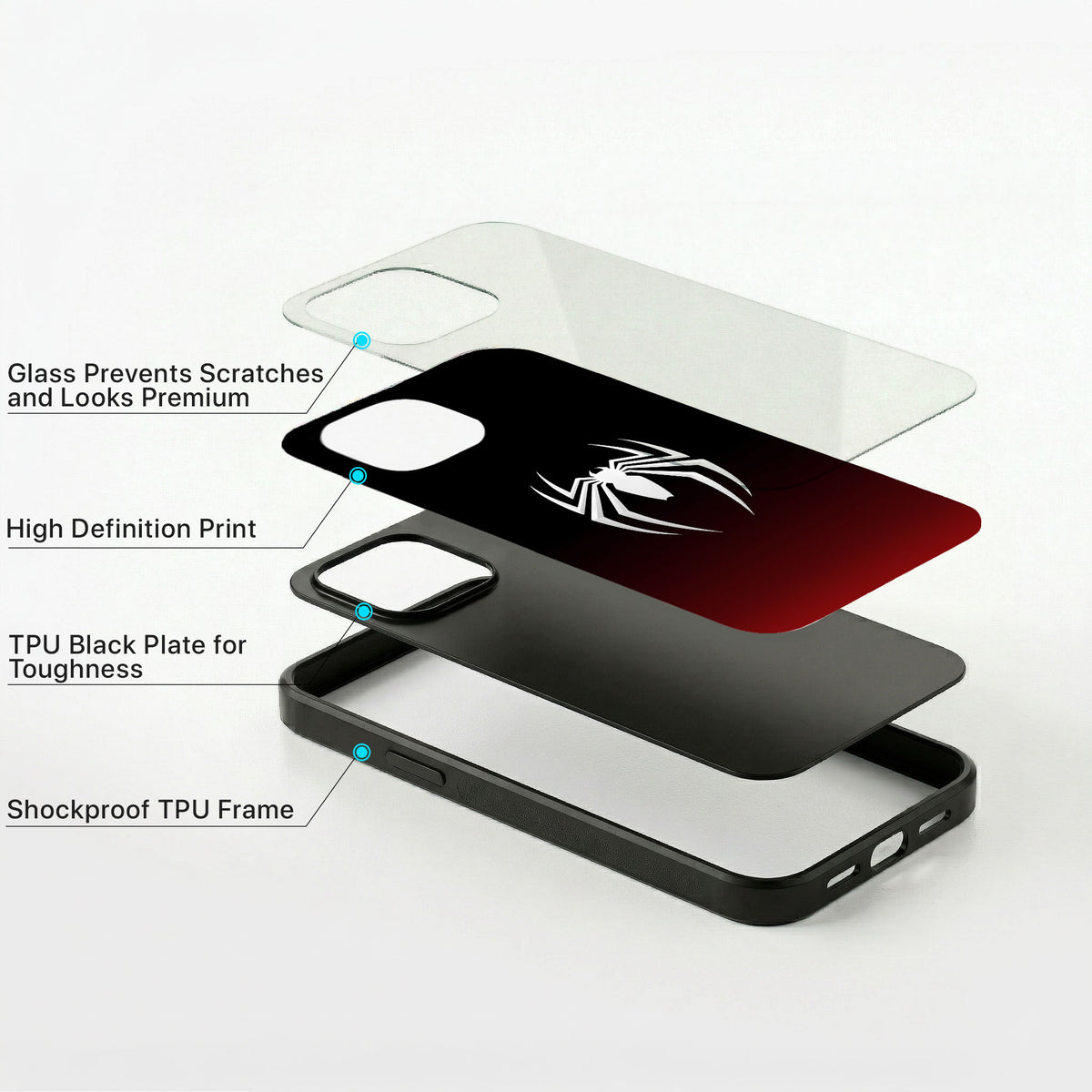 Spider Icon Glass Case - iPhone