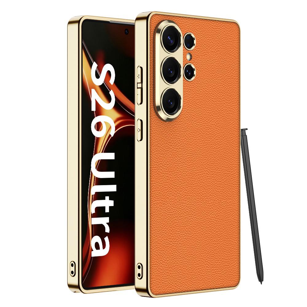 Galaxy S26 Ultra Luxury Slim Electroplated Edge Leather Case