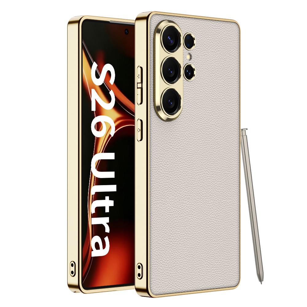 Galaxy S26 Ultra Luxury Slim Electroplated Edge Leather Case