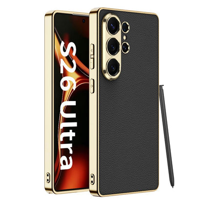 Galaxy S26 Ultra Luxury Slim Electroplated Edge Leather Case