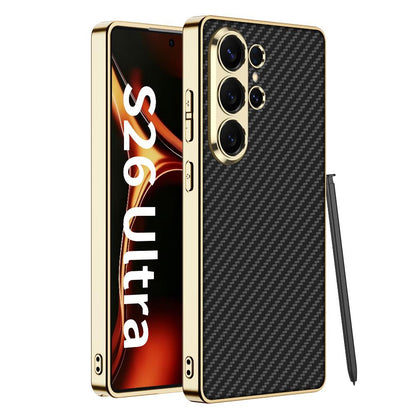 Galaxy S26 Ultra Luxury Slim Electroplated Edge Leather Case