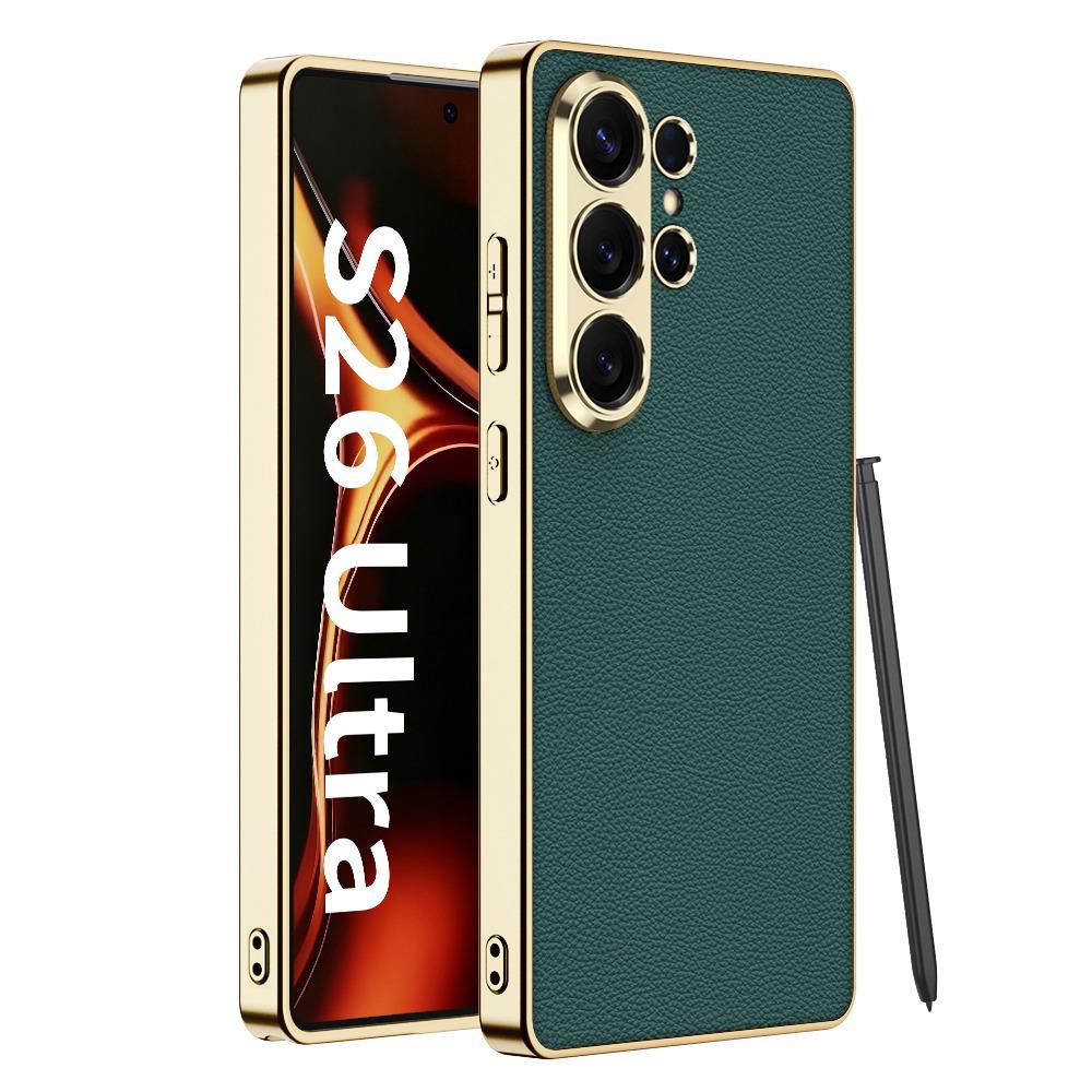 Galaxy S26 Ultra Luxury Slim Electroplated Edge Leather Case