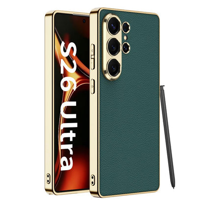 Galaxy S26 Ultra Luxury Slim Electroplated Edge Leather Case