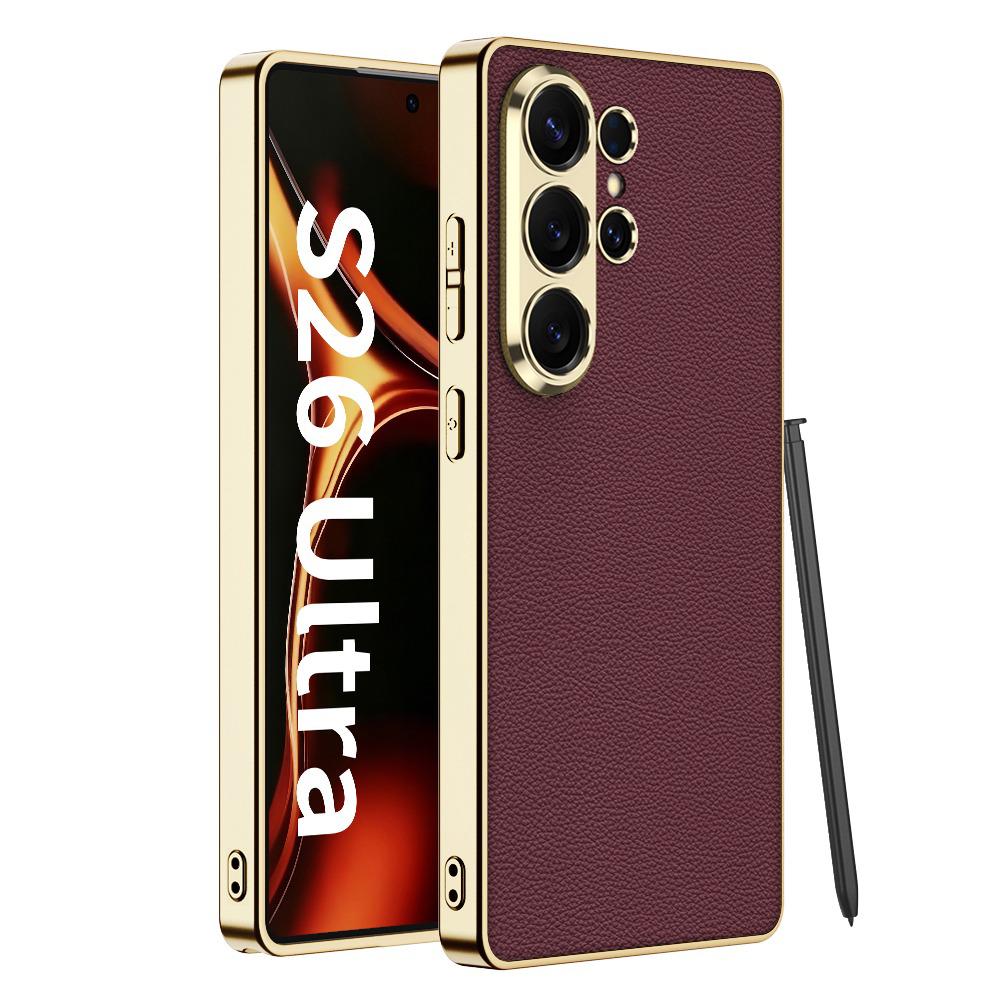 Galaxy S26 Ultra Luxury Slim Electroplated Edge Leather Case