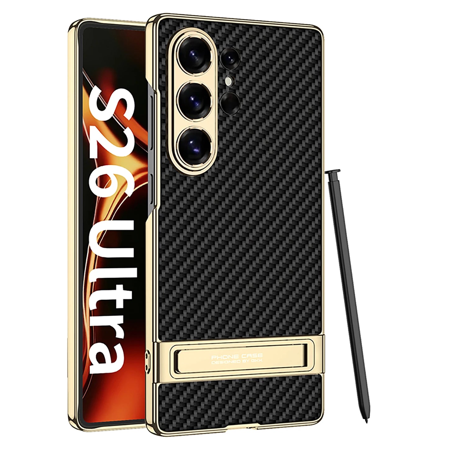 Galaxy S26 Ultra Slim Electroplated Leather Case with Kickstand