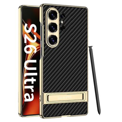 Galaxy S26 Ultra Slim Electroplated Leather Case with Kickstand
