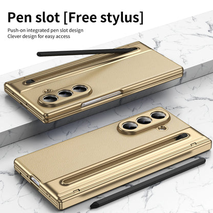 Galaxy Z Fold7 Elite Plated Leather Armor Case