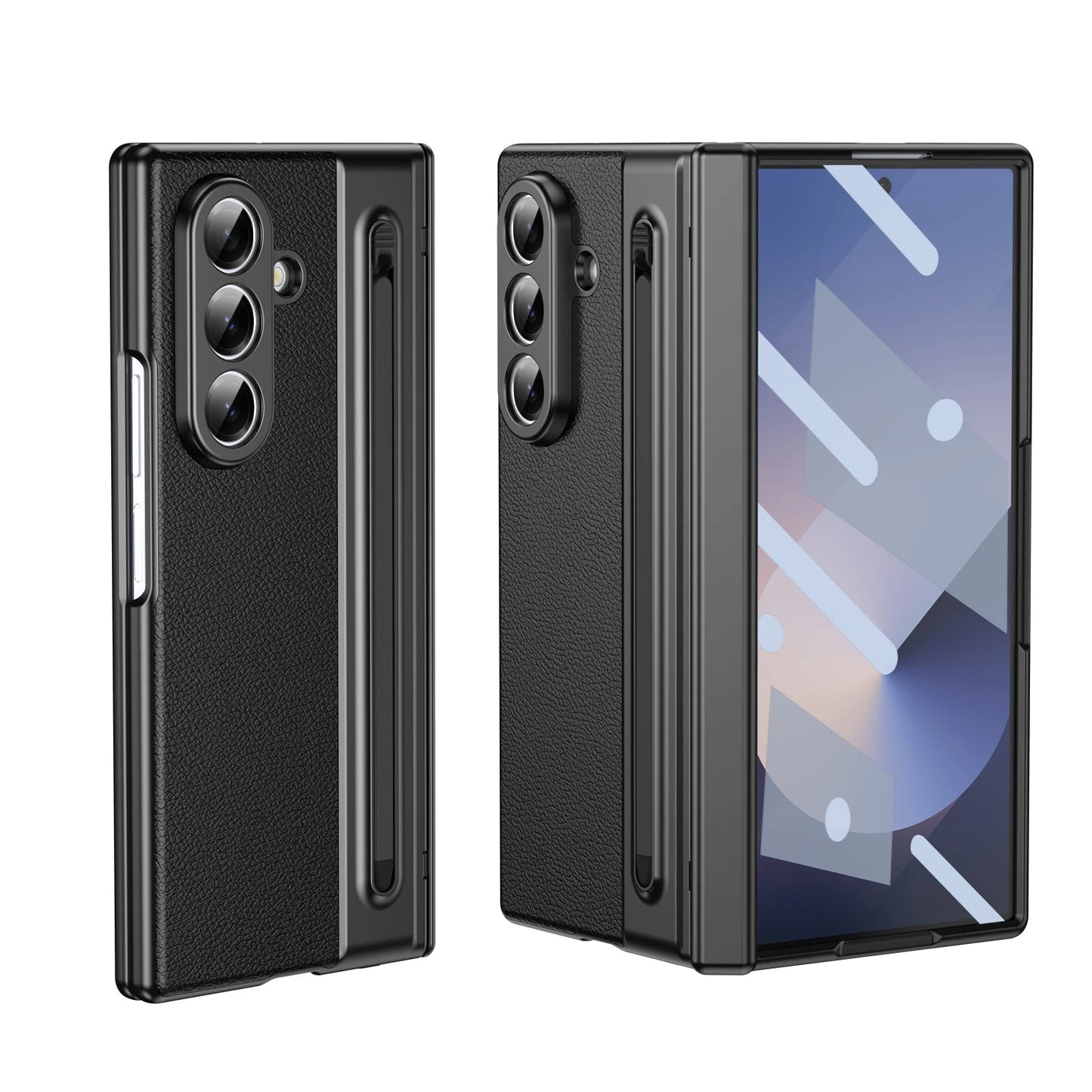 Galaxy Z Fold7 Elite Plated Leather Armor Case
